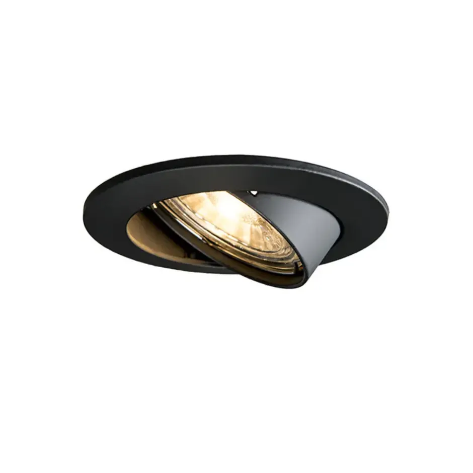 Qazqa inbouwspot edu zwart gu10