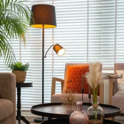 Qazqa lamp met leesarm retro zwart e27