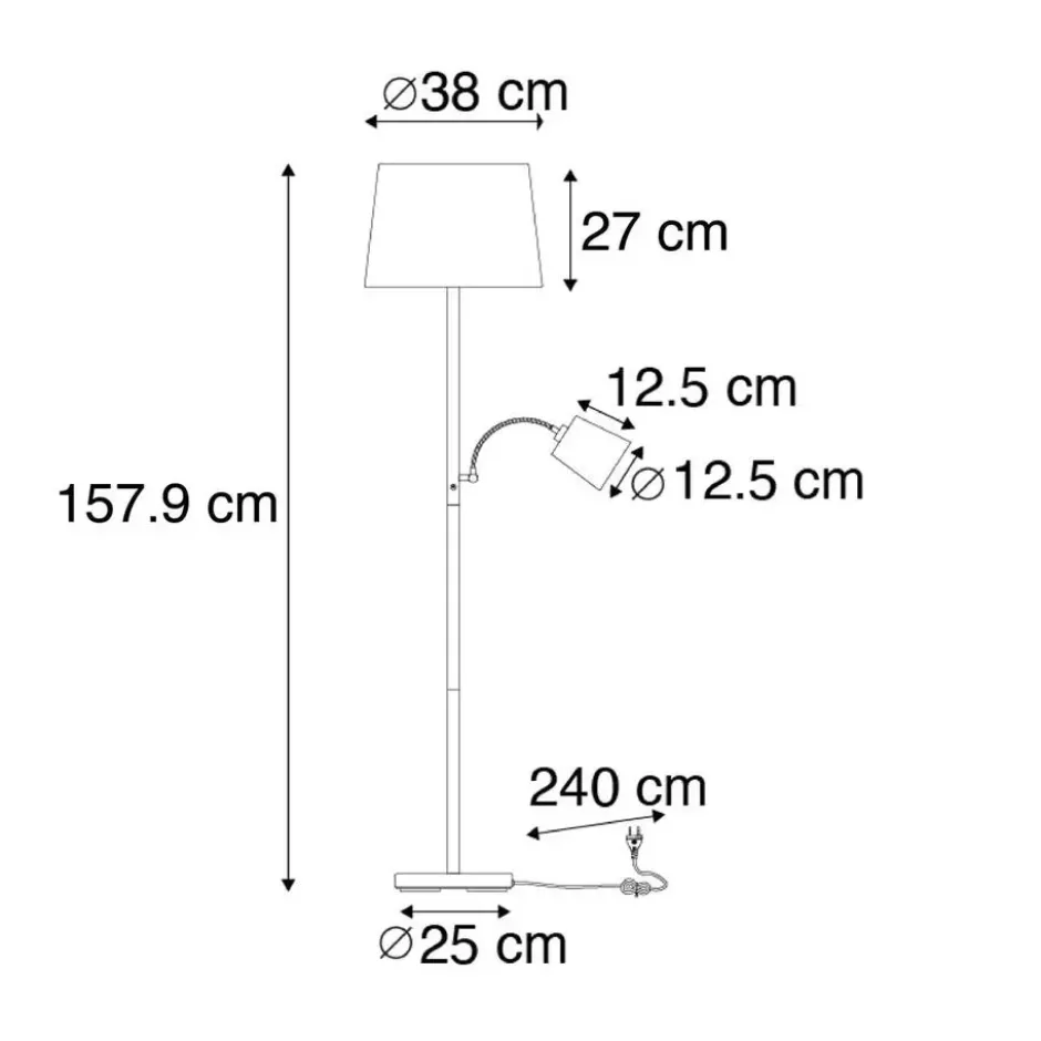 Qazqa lamp met leesarm retro zwart e27