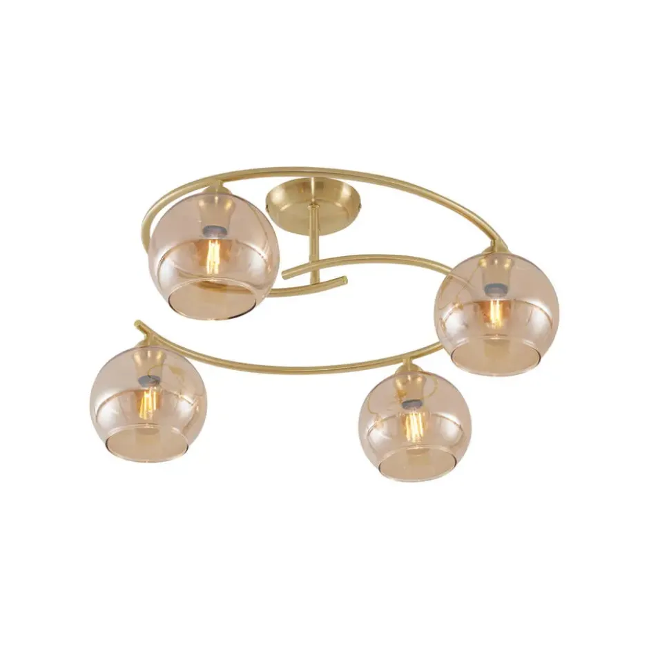Qazqa plafondlamp alanis goudkleurig e14