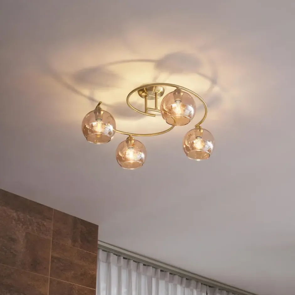 Qazqa plafondlamp alanis goudkleurig e14