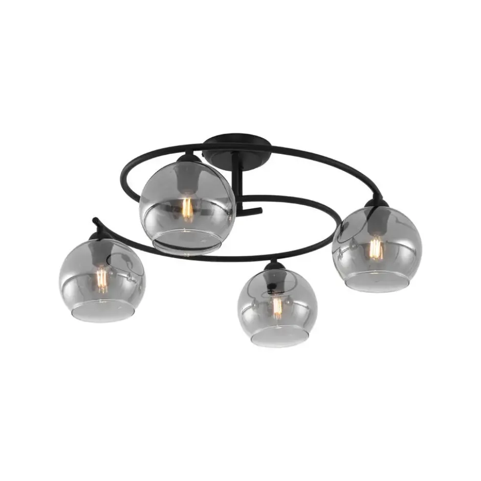 Qazqa plafondlamp alanis zwart e14