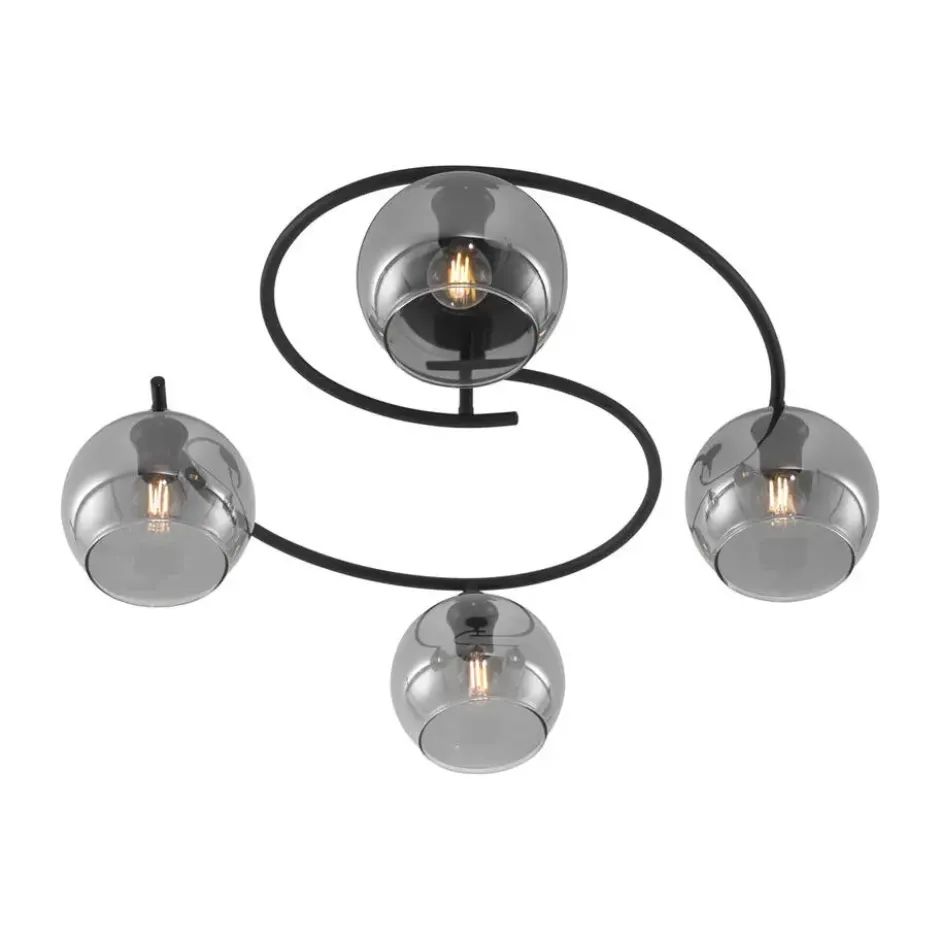 Qazqa plafondlamp alanis zwart e14