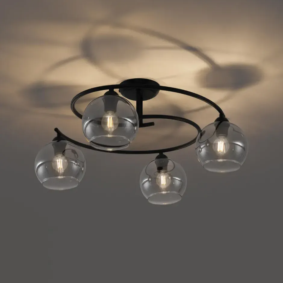 Qazqa plafondlamp alanis zwart e14