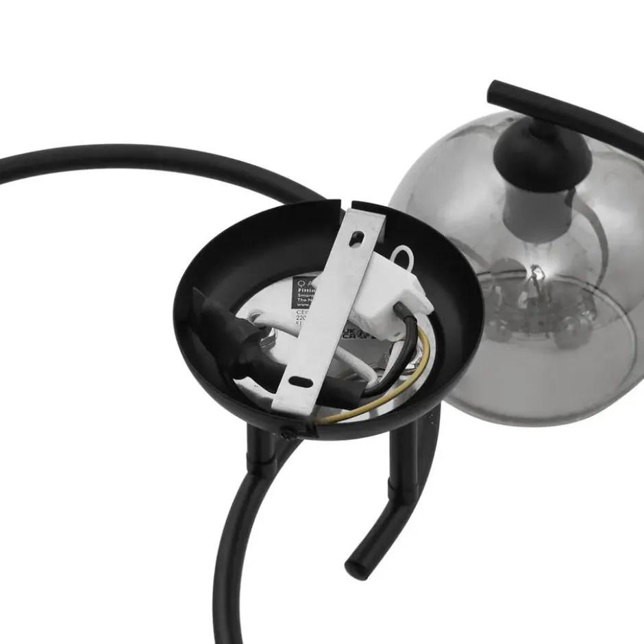 Qazqa plafondlamp alanis zwart e14