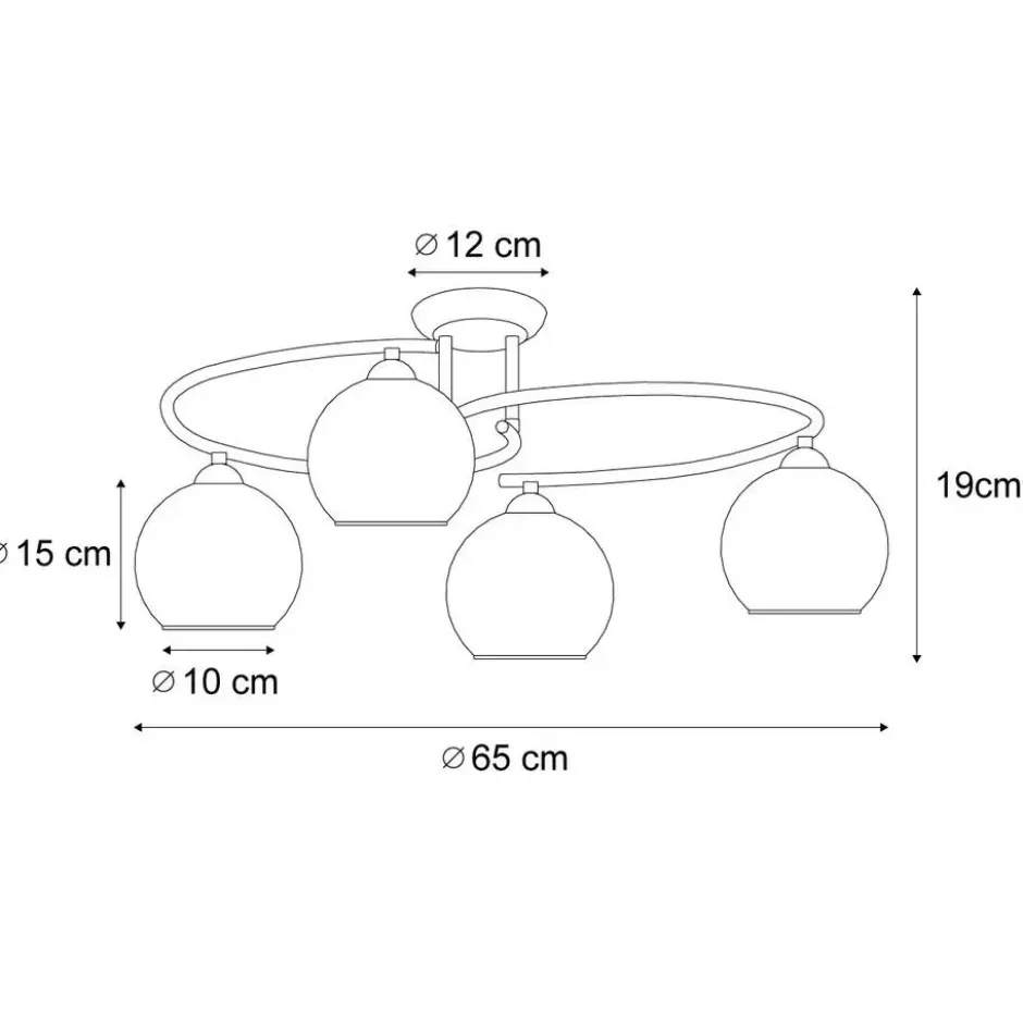Qazqa plafondlamp alanis zwart e14