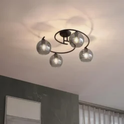 Qazqa plafondlamp alanis zwart e14