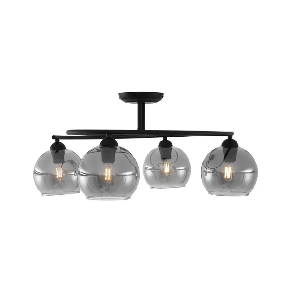 Qazqa plafondlamp alanis zwart e14
