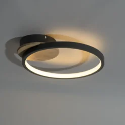 Qazqa plafondlamp alec zwart geïntegreerde led