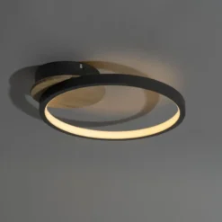 Qazqa plafondlamp alec zwart geïntegreerde led