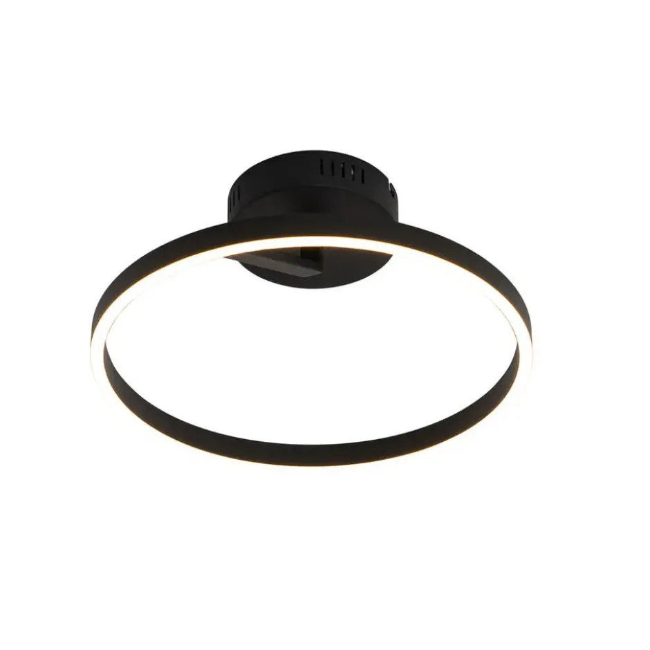 Qazqa plafondlamp anello zwart geïntegreerde led