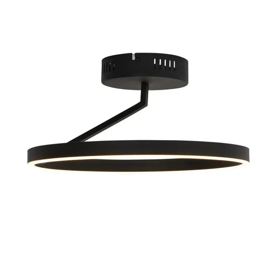 Qazqa plafondlamp anello zwart geïntegreerde led