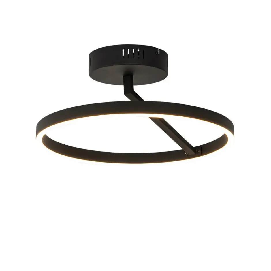 Qazqa plafondlamp anello zwart geïntegreerde led