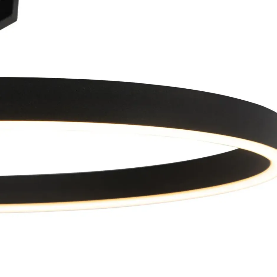 Qazqa plafondlamp anello zwart geïntegreerde led