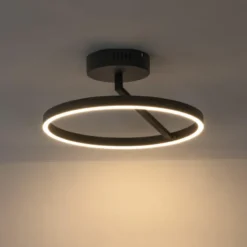 Qazqa plafondlamp anello zwart geïntegreerde led
