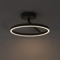 Qazqa plafondlamp anello zwart geïntegreerde led