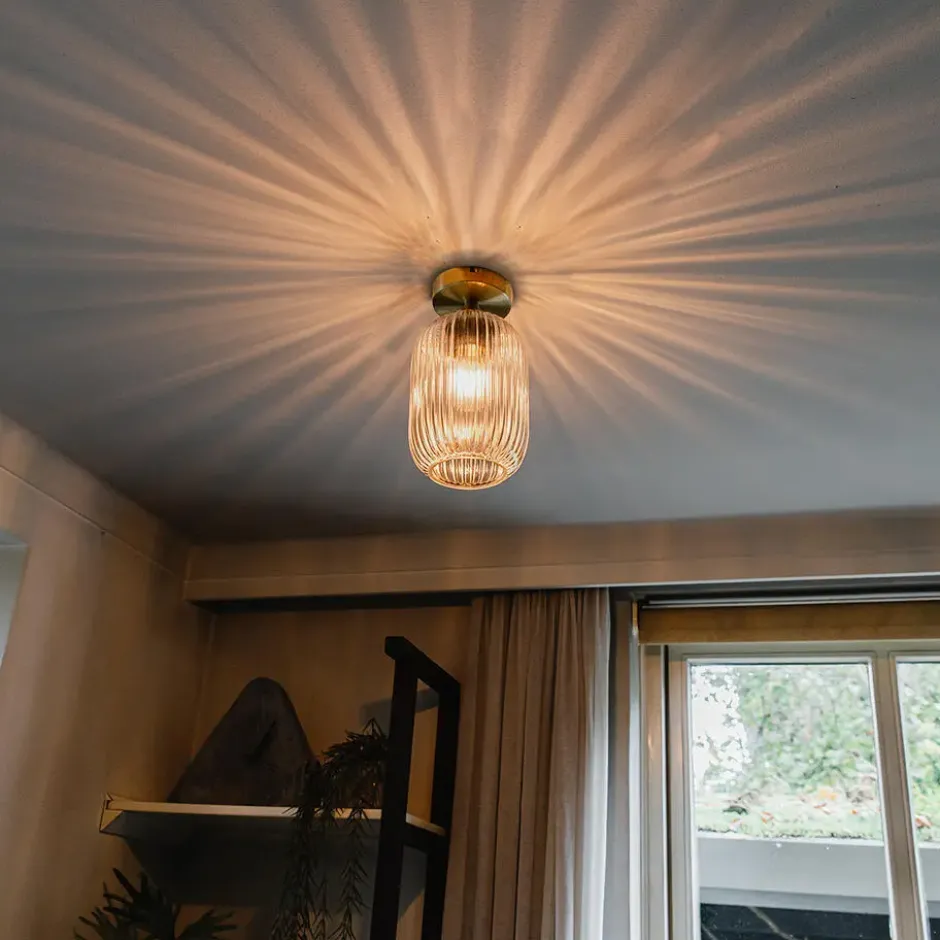 Qazqa plafondlamp banci goudkleurig e27
