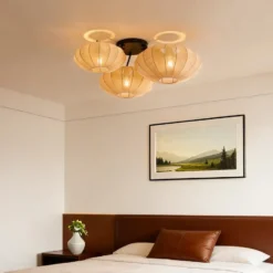 Qazqa plafondlamp bida bruin e27