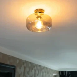 Qazqa plafondlamp bizle grijs e27