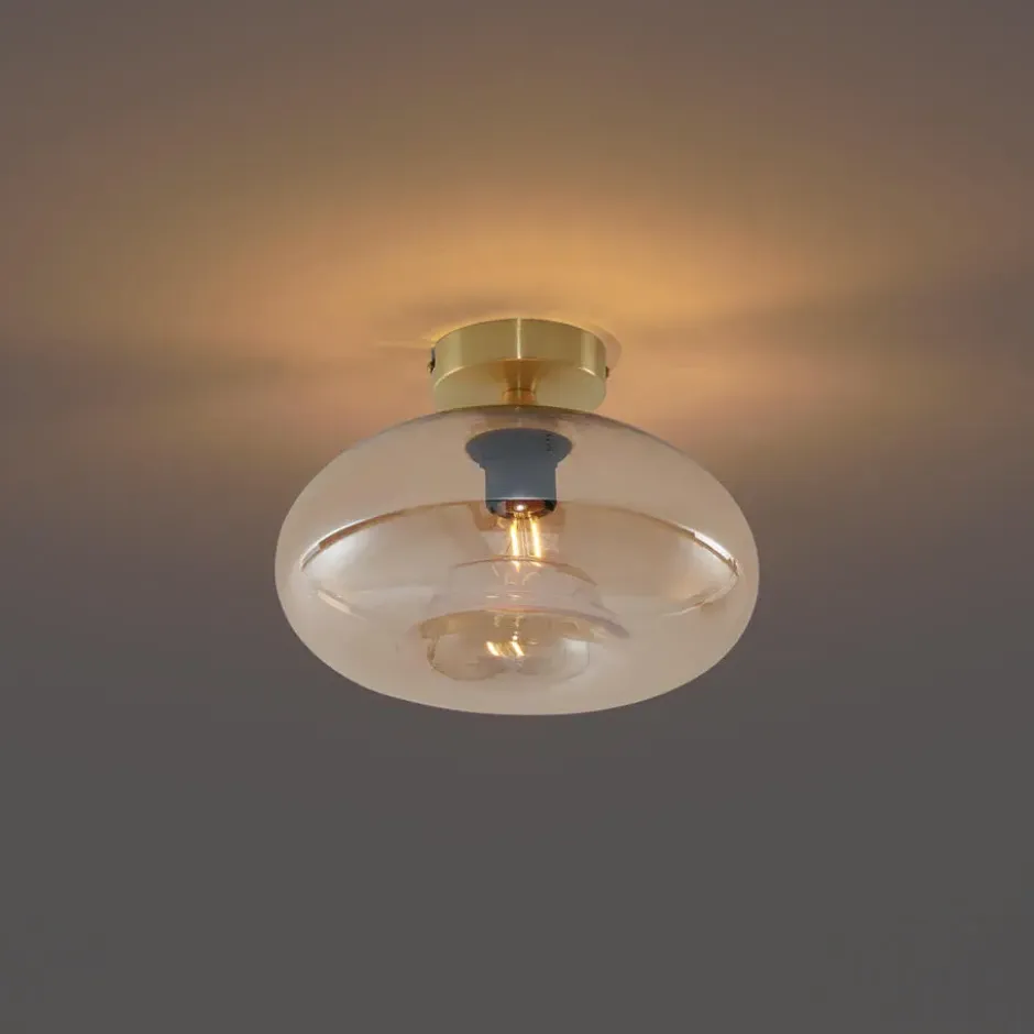 Qazqa plafondlamp busa goudkleurig e27