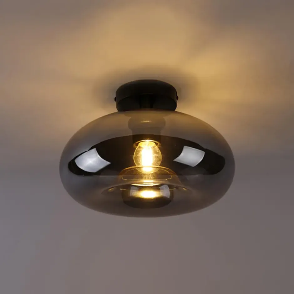 Qazqa plafondlamp busa zwart e27