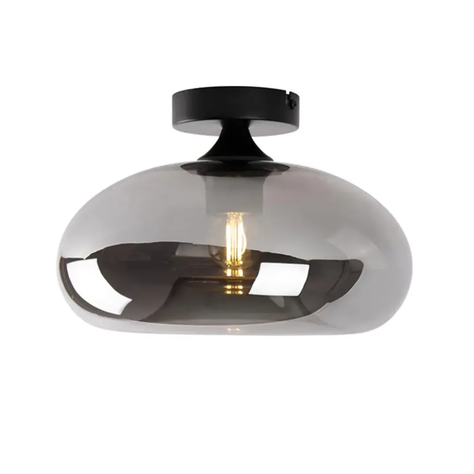 Qazqa plafondlamp busa zwart e27