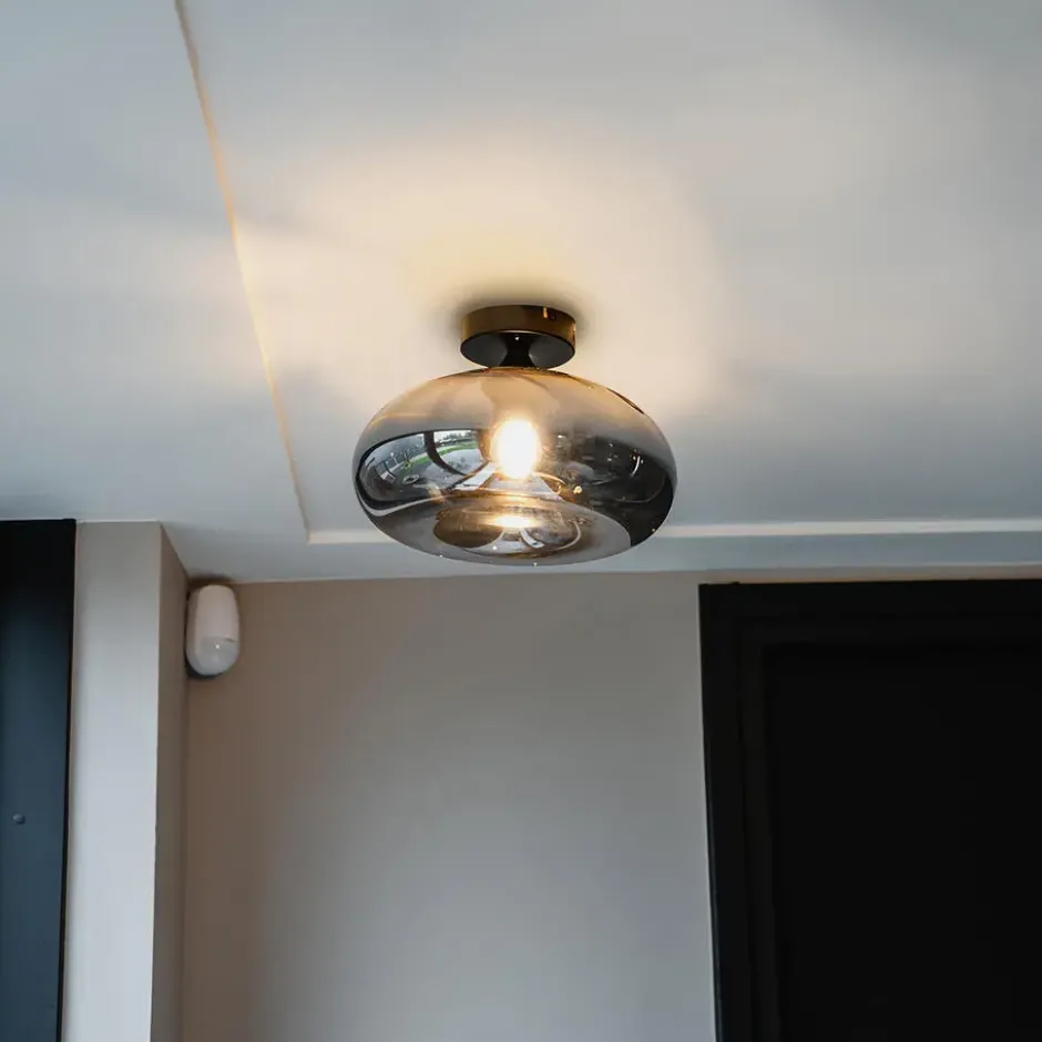 Qazqa plafondlamp busa zwart e27