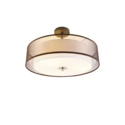 Qazqa plafondlamp drum duo bruin e27