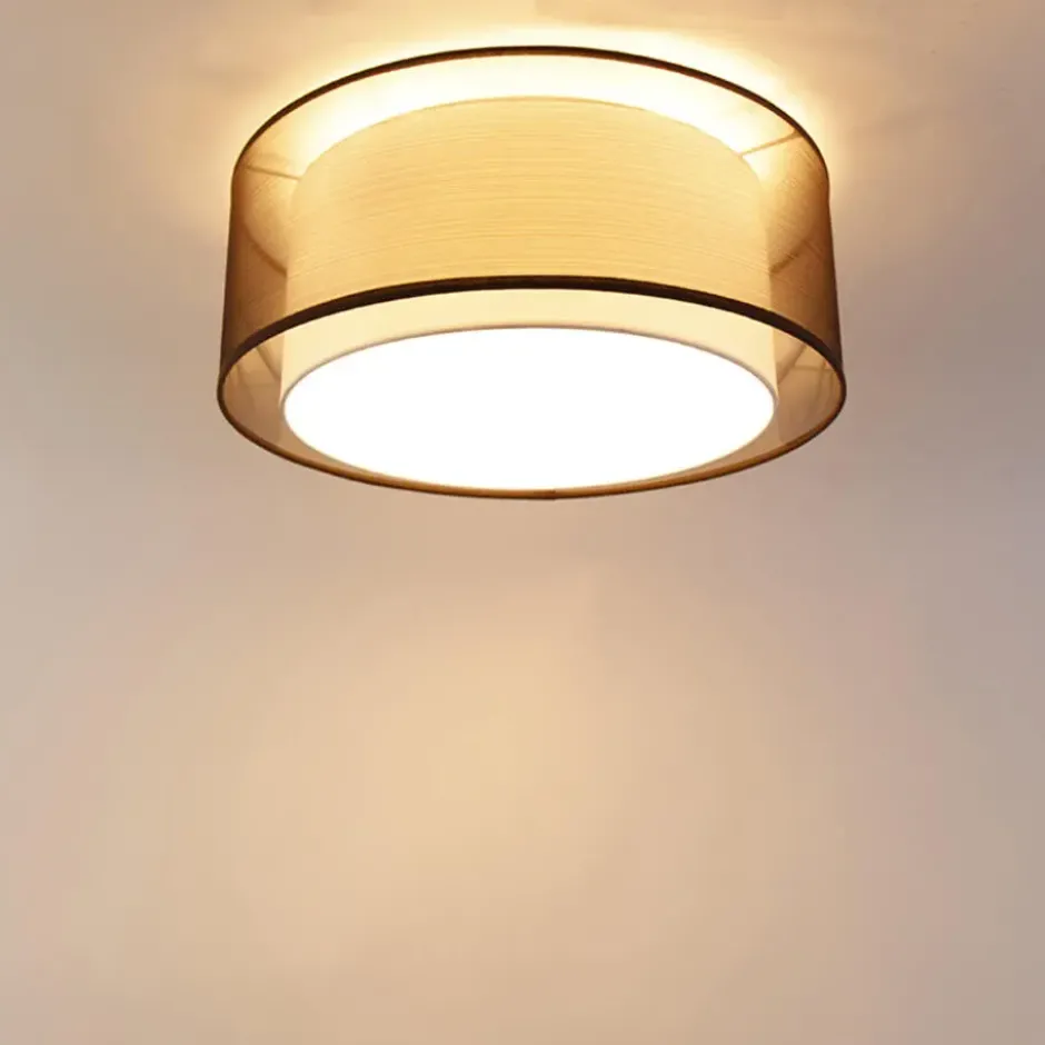 Qazqa plafondlamp drum duo bruin e14