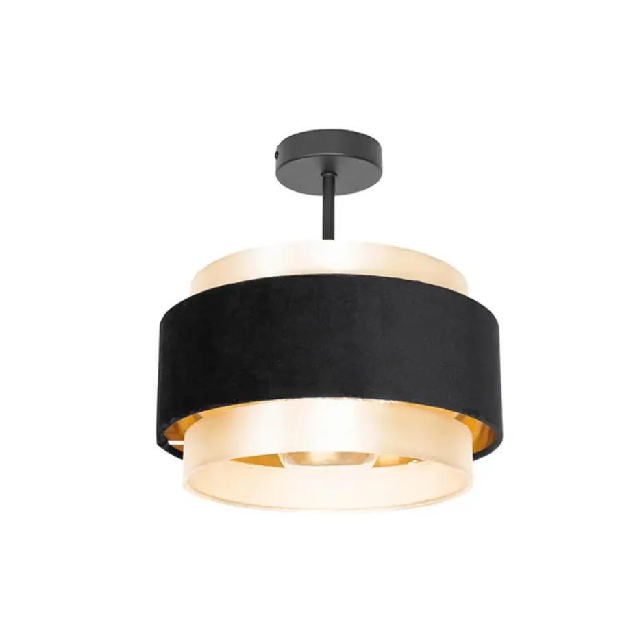 Qazqa plafondlamp elif zwart e27