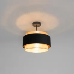 Qazqa plafondlamp elif zwart e27