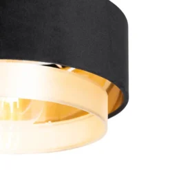 Qazqa plafondlamp elif zwart e27