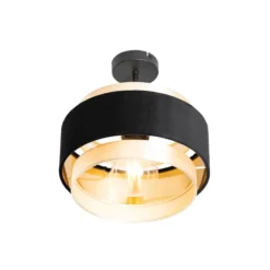 Qazqa plafondlamp elif zwart e27