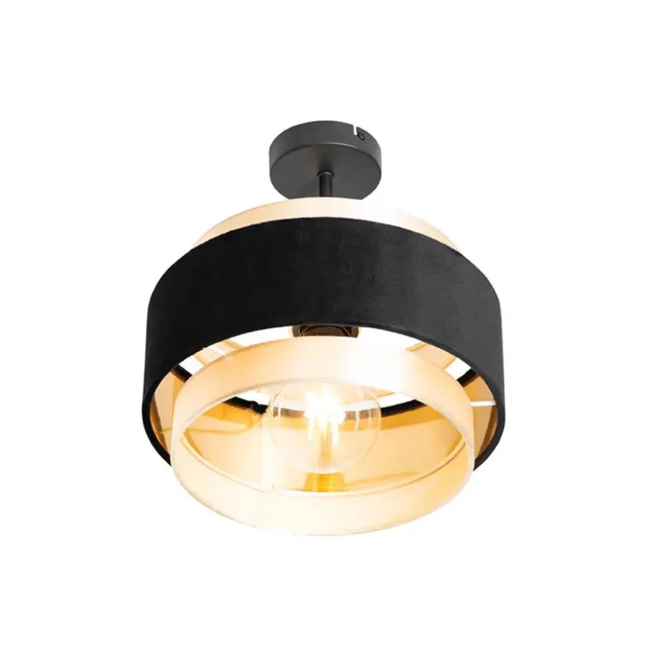 Qazqa plafondlamp elif zwart e27