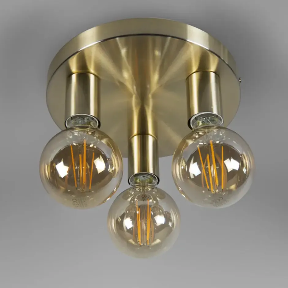 Qazqa plafondlamp facil goudkleurig e27