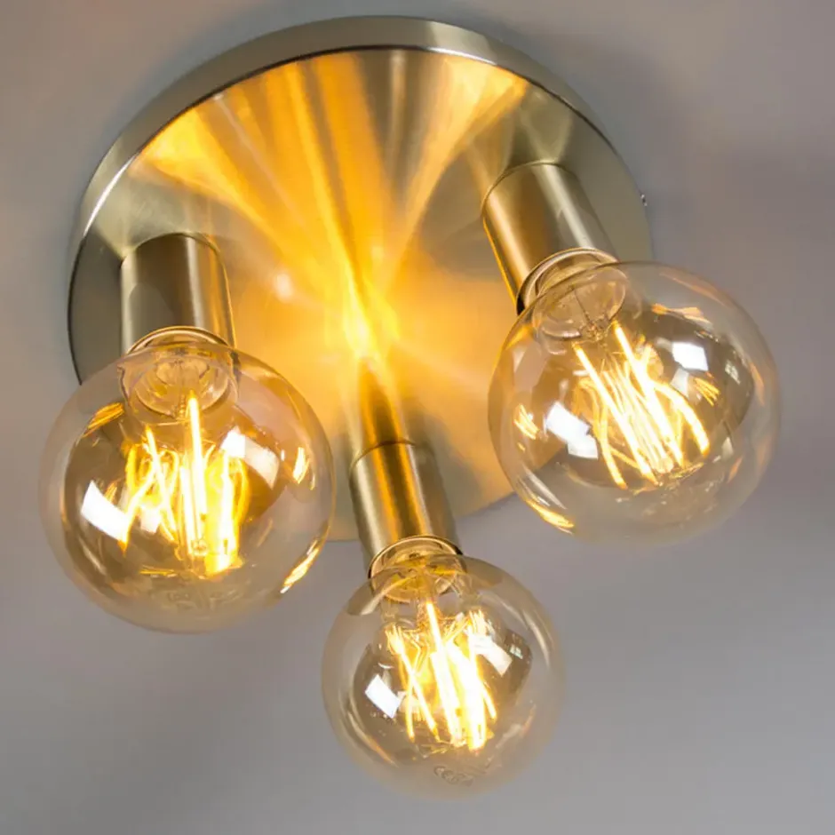Qazqa plafondlamp facil goudkleurig e27