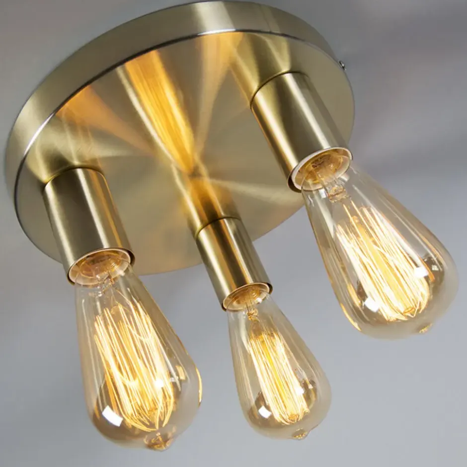 Qazqa plafondlamp facil goudkleurig e27