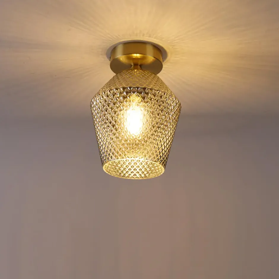 Qazqa plafondlamp karce goudkleurig e27