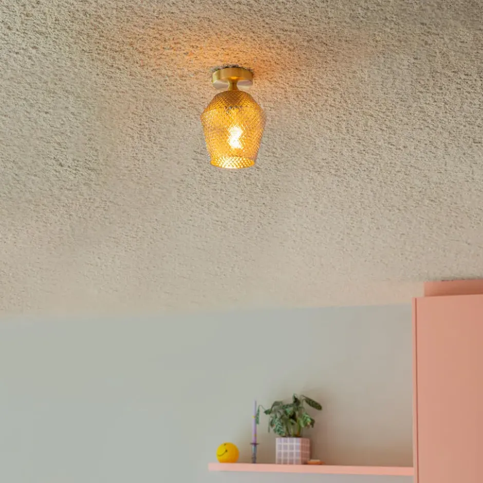 Qazqa plafondlamp karce goudkleurig e27
