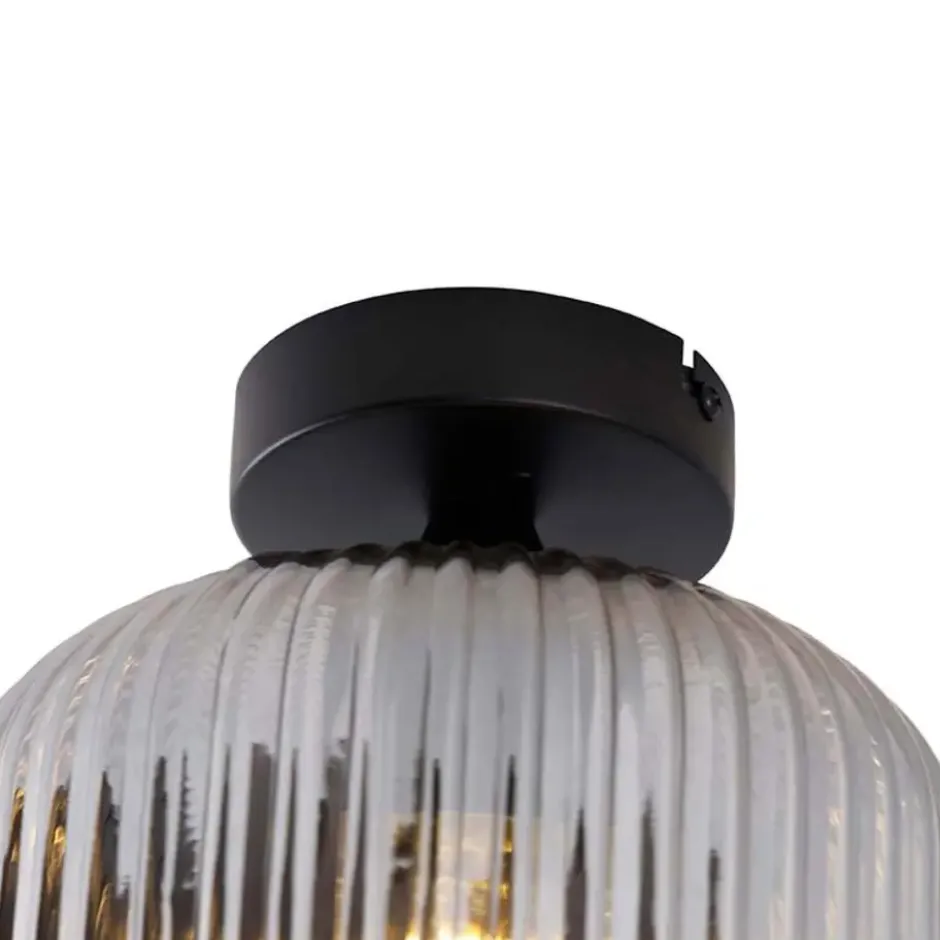 Qazqa plafondlamp karel zwart e27