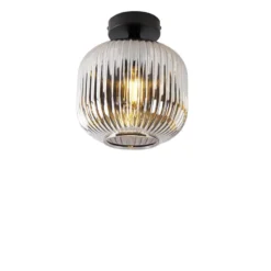 Qazqa plafondlamp karel zwart e27