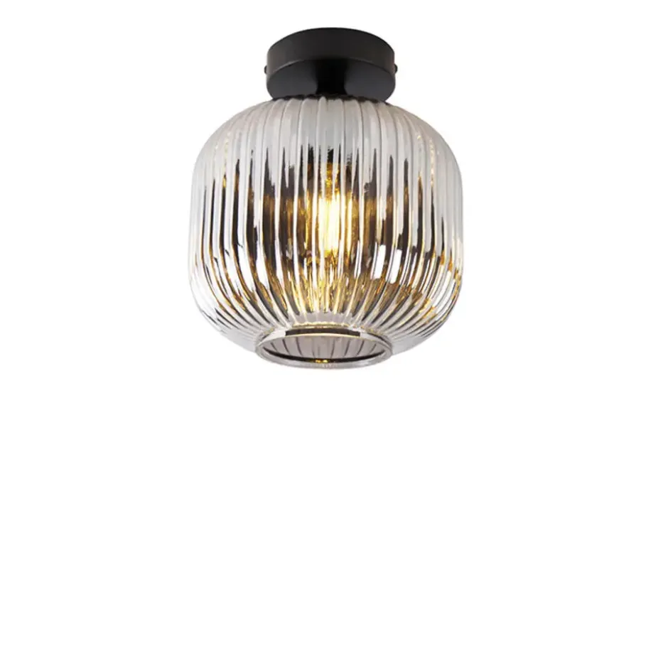 Qazqa plafondlamp karel zwart e27