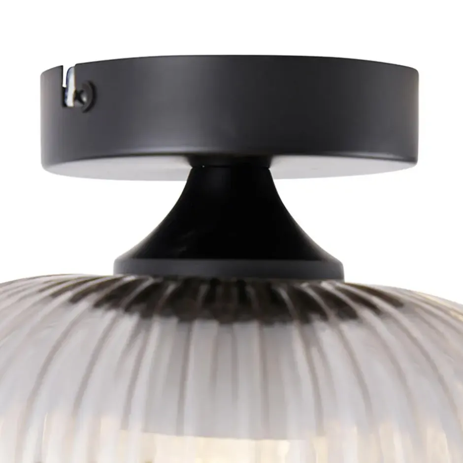 Qazqa plafondlamp karel zwart e27