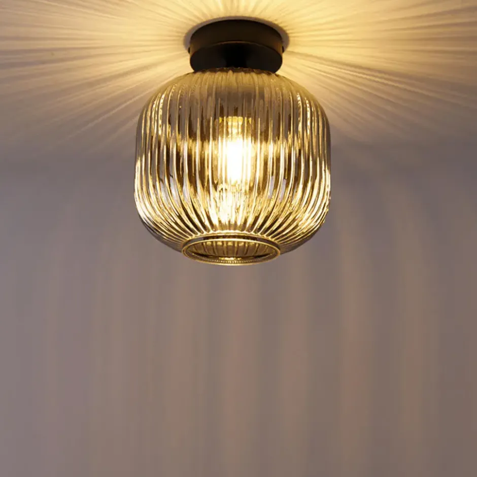 Qazqa plafondlamp karel zwart e27