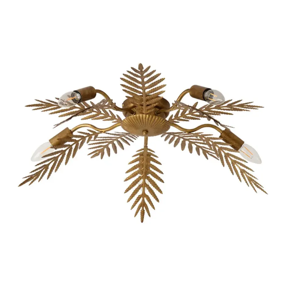 Qazqa plafondlamp met meerdere armen botanica goudkleurig e14