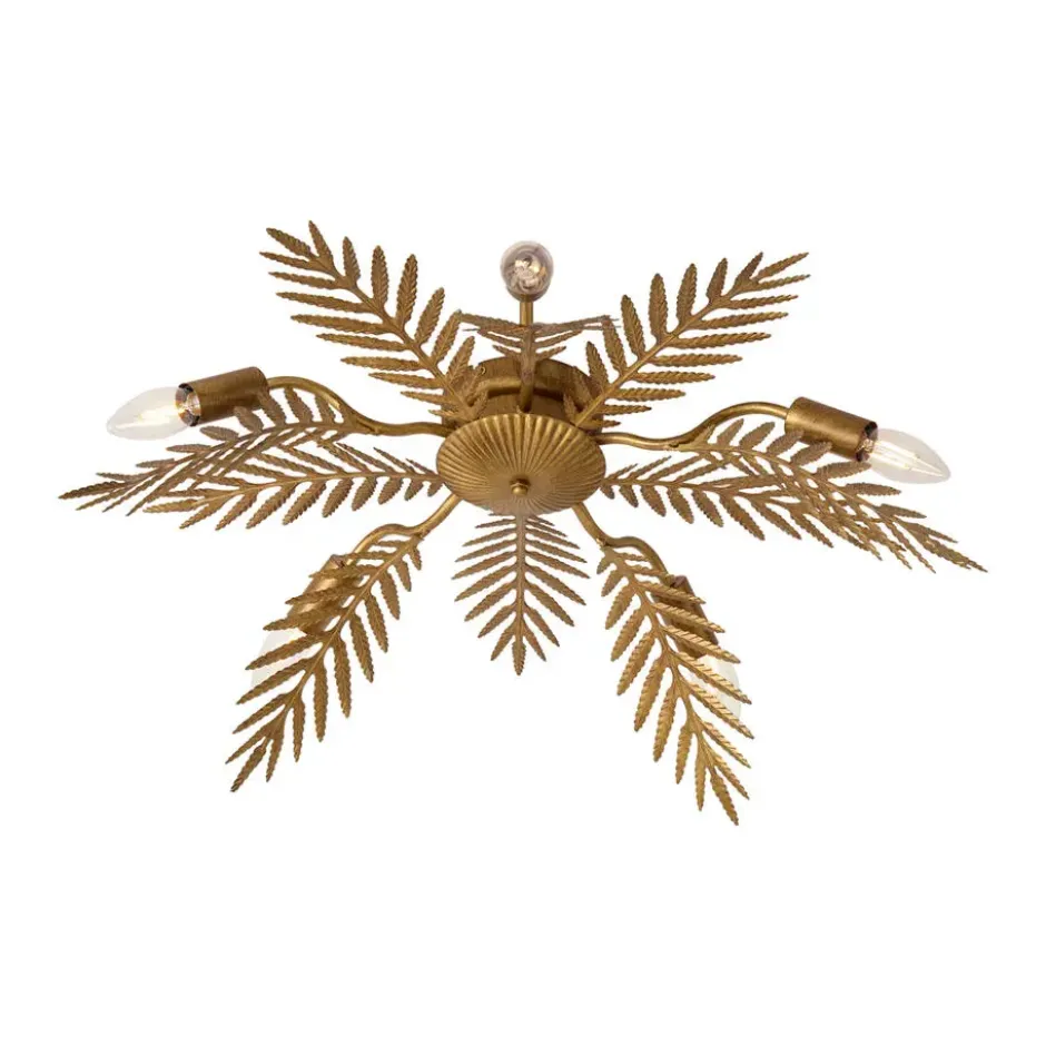Qazqa plafondlamp met meerdere armen botanica goudkleurig e14