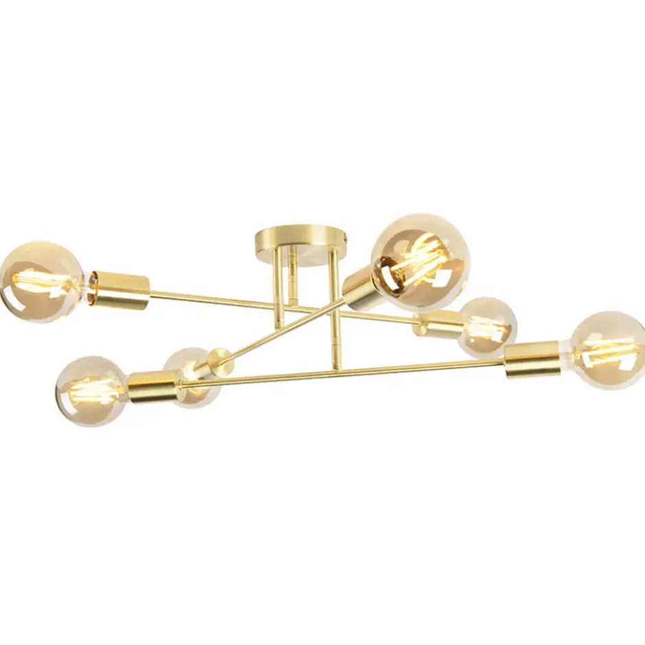 Qazqa plafondlamp met meerdere armen sydney goudkleurig e27