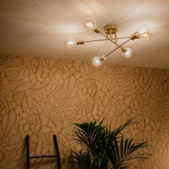 Qazqa plafondlamp met meerdere armen sydney goudkleurig e27