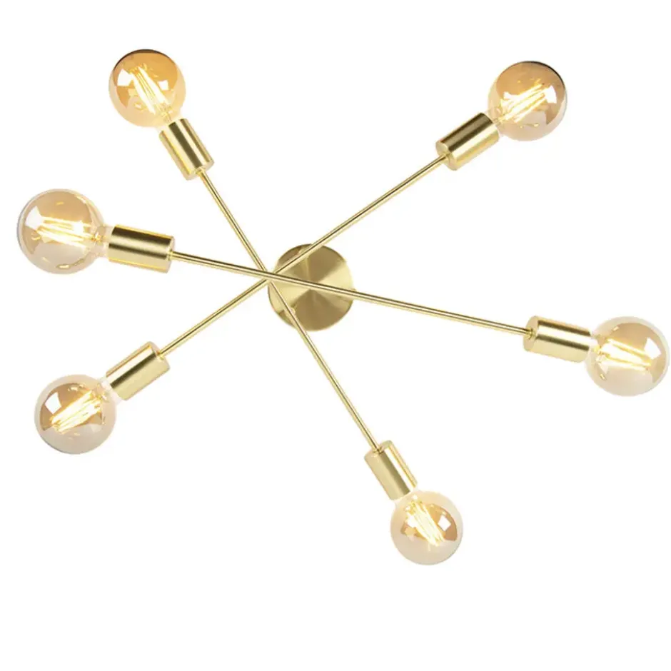 Qazqa plafondlamp met meerdere armen sydney goudkleurig e27