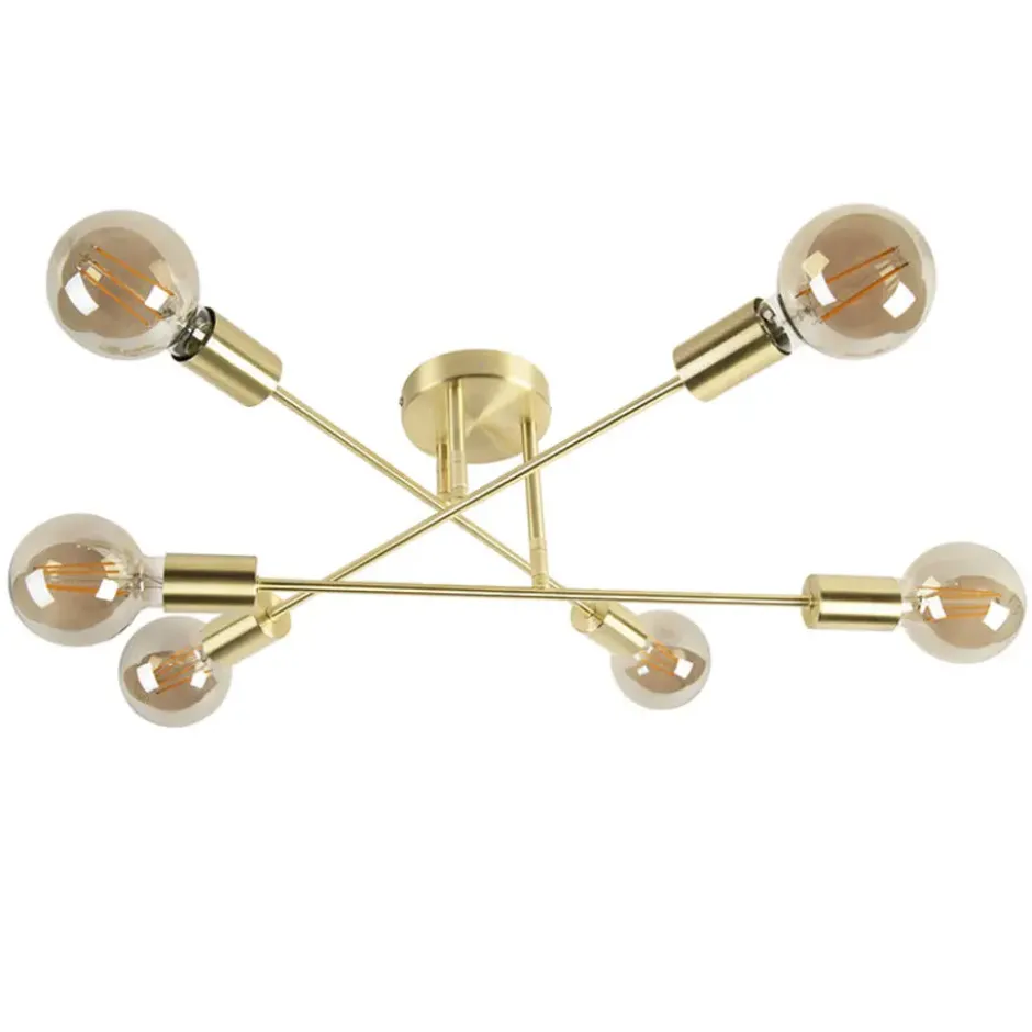 Qazqa plafondlamp met meerdere armen sydney goudkleurig e27